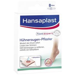 Eine Packung Hühneraugen-Pflaster der Marke Hansaplast für die Fußpflege.